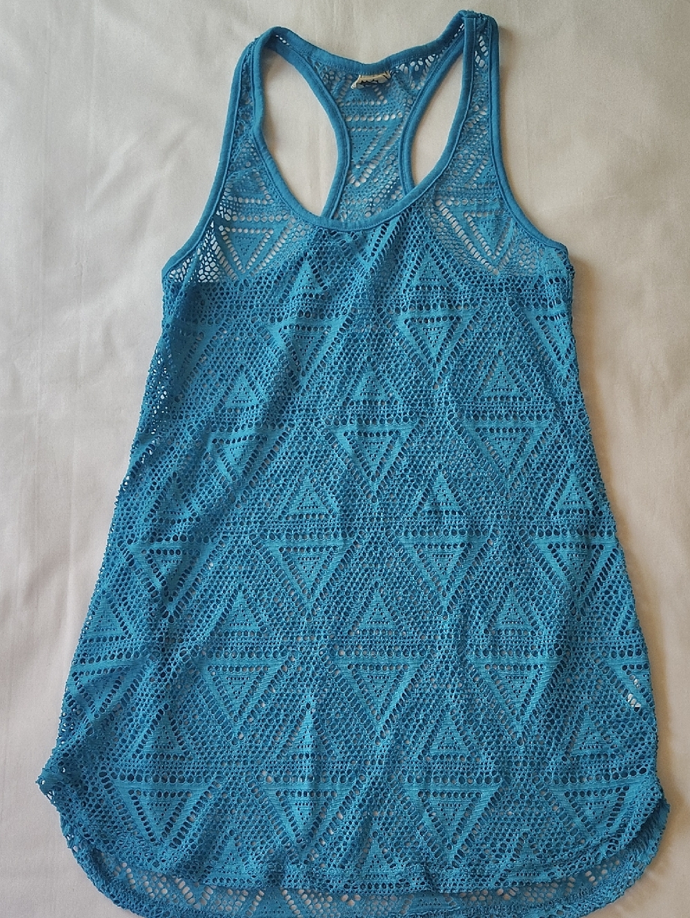 Empyre Blue Crochet Racerback Swim Coverup Medium Like New